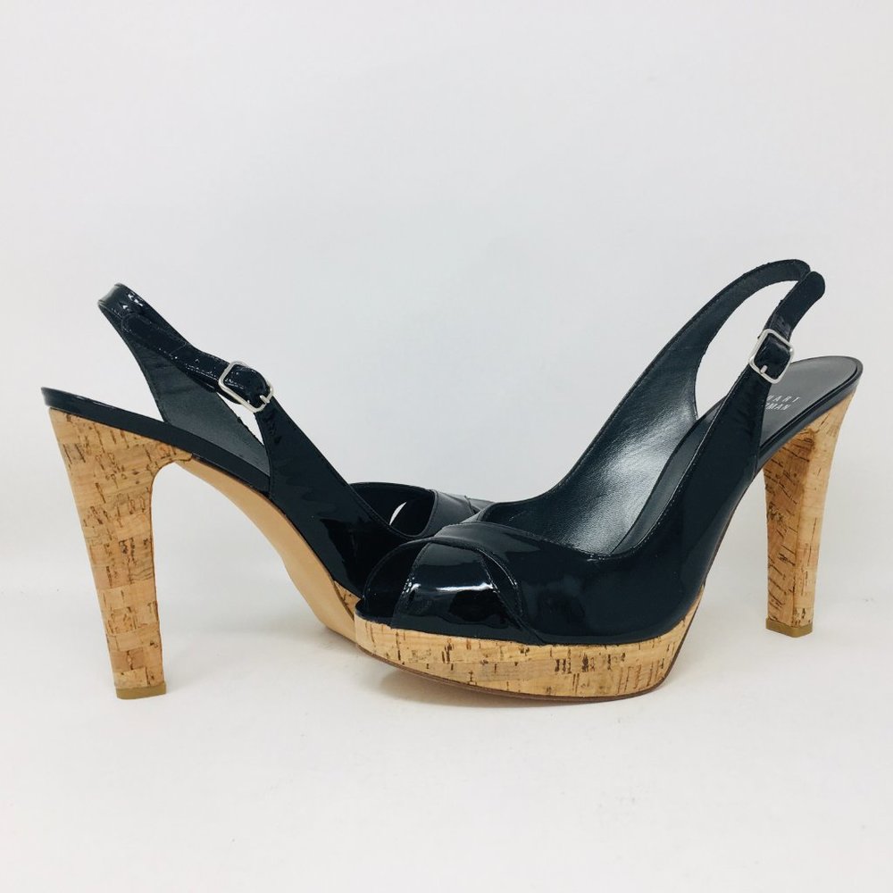 Stuart Weitzman Black Patent Platform High Heels